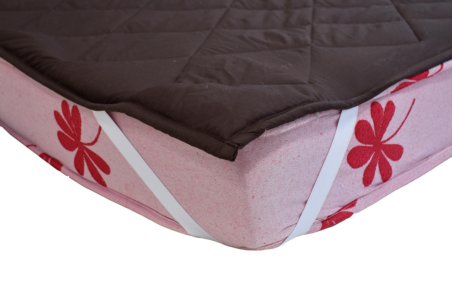 Double Bed Microfiber Waterproof Dustproof Quilted King Size Mattress Protector - Dark Brown - Image 4